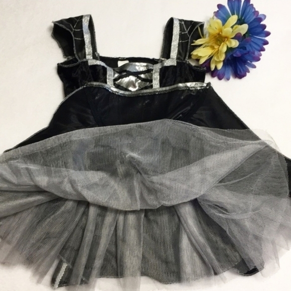 Spider Girl ✦ Kids Halloween Costume ✦ Black Silver Sparkle Dress Size 4/6 EUC - Picture 5 of 9